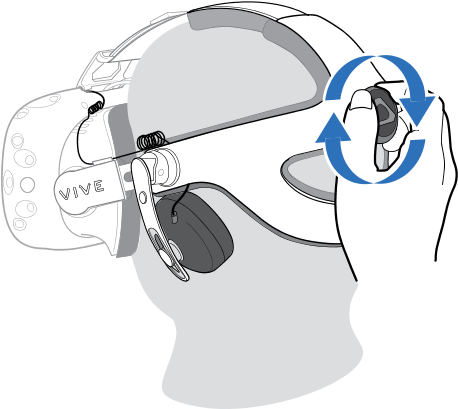 Put The Headset On, And Then Rotate The Adjustment - Vive Headset Adjustment (500x450), Png Download
