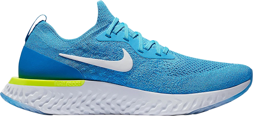 Epic React Flyknit 'blue Glow' - Epic React Volt Glow (849x388), Png Download