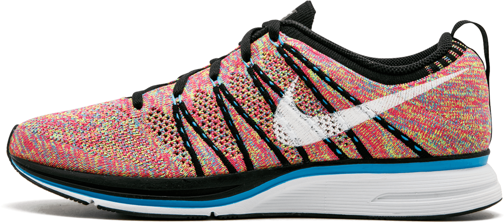 Nike Flyknit Trainer Black White Blue Glow Volt - Nike (2000x1200), Png Download