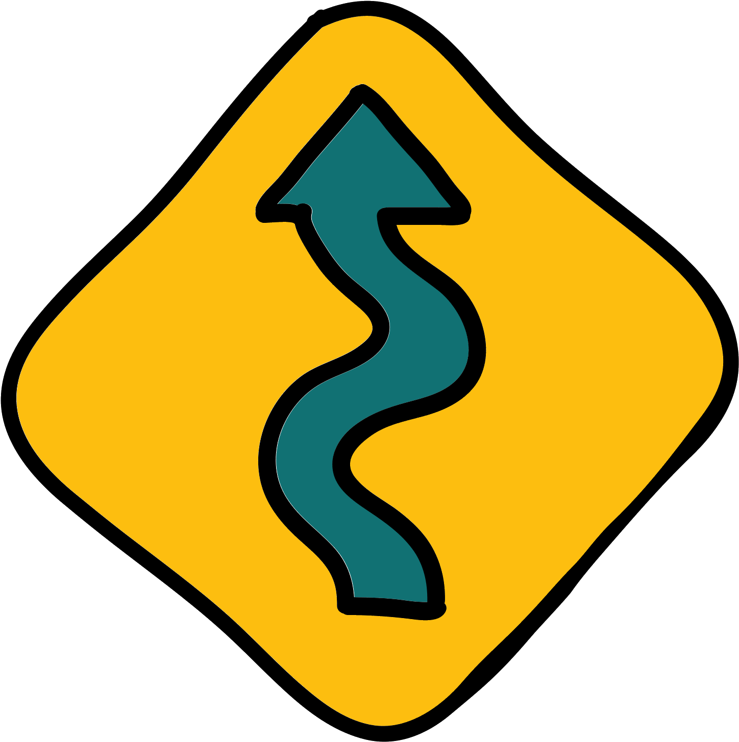 Svg Royalty Free Download Wavy Free Download Png And - Winding Road Sign Png (1600x1600), Png Download