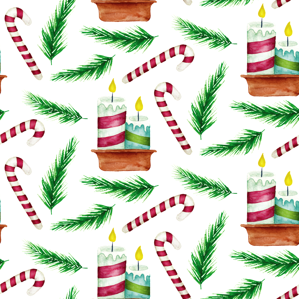 Hand Painted Christmas Candle Background Illustration - Portable Network Graphics (1024x1024), Png Download