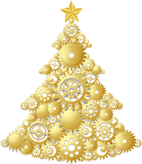 Christmas Tree Png Inside Gold Transparent Background - Gold Christmas Clip Art (521x600), Png Download