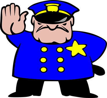 Policeman Officer Stop Cop Uniform Securit - Stop Police Man (370x340), Png Download