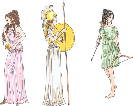 Ancient Bow And Arrows Female Fictional Fi - Greek Mythology Artemis Costume (427x340), Png Download