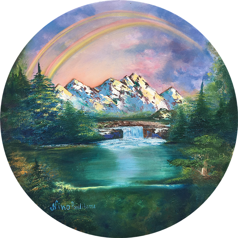 Rainbow In Mountains - Watercolor Circle Landscapes Transparent (768x770), Png Download