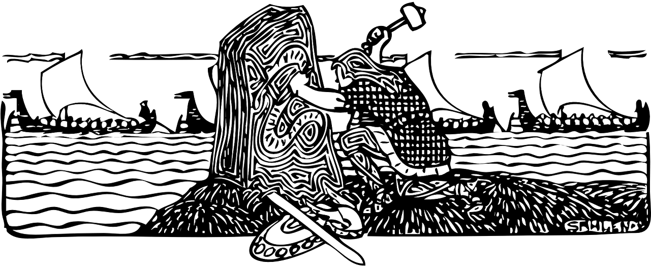 Artistic Depiction Of A Norseman Carving A Runestone - Viking Art Png (1280x640), Png Download