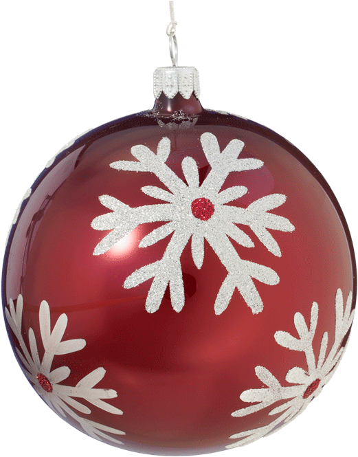 Christmas Ball Ornament With Silver Snowflake, 10cm - Christmas Ornament (577x700), Png Download