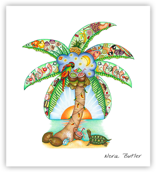 Coconut Point Tree By Nora Butler - Nora Butler (600x600), Png Download