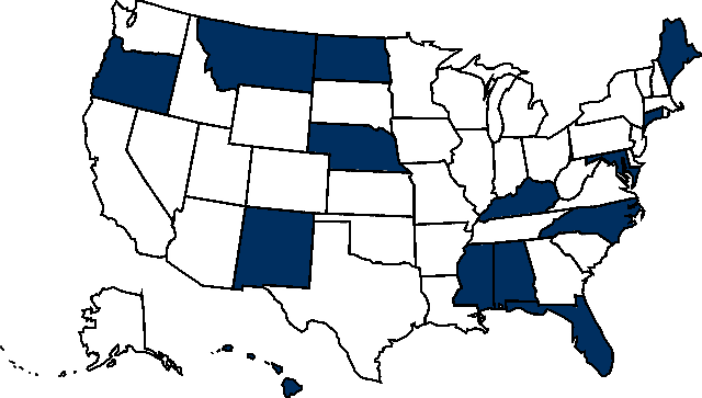 Alabama, Hawaii, Kentucky, North Carolina, Nebraska, - Silhouette Usa Map Outline (640x363), Png Download