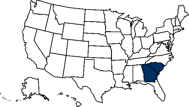 If You Live In South Carolina Or Georgia, The Law Is - Silhouette Usa Map Outline (640x363), Png Download
