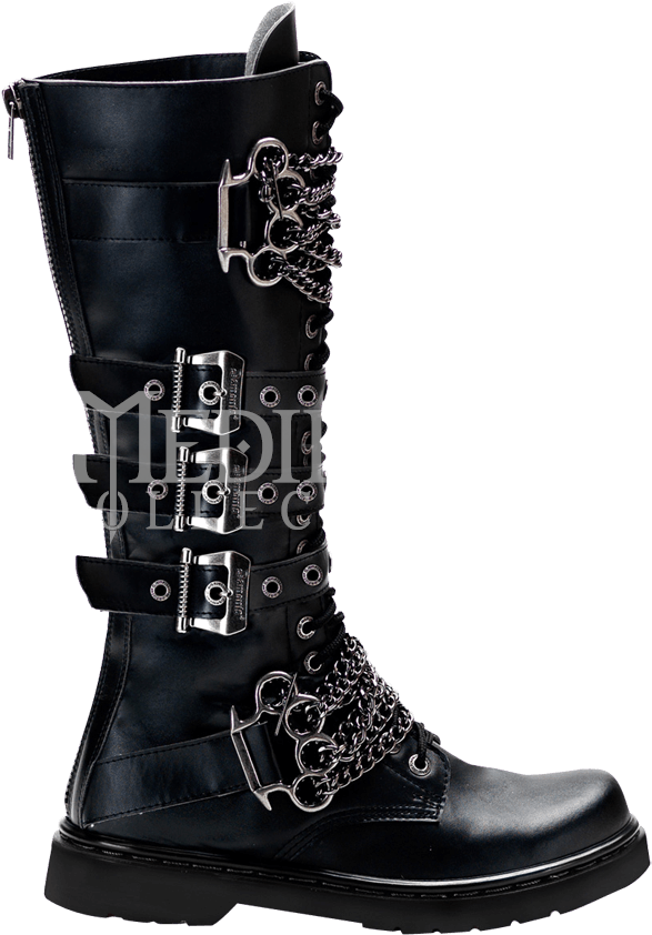 Brass Knuckle Chained And Buckled Boots - Demonia Men's Defiant 400 (850x850), Png Download