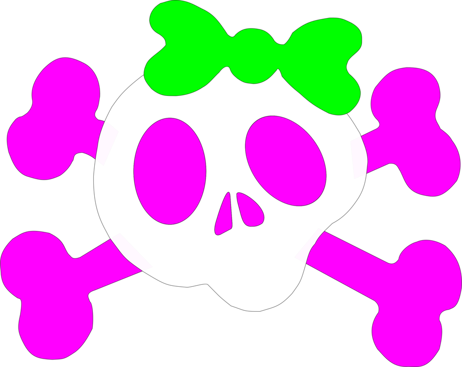 Skull And Crossbones Child Girly Girl Human Skull Symbolism - Clipart Pink Girly Skull Transparent (429x340), Png Download