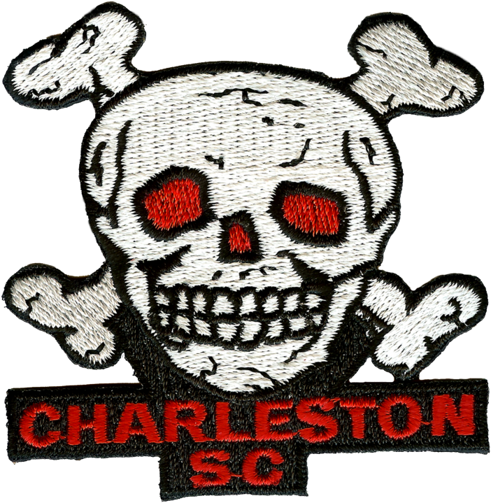 Red-eyed Skull And Crossbones Charleston Sc Embroidery - South Carolina (803x768), Png Download