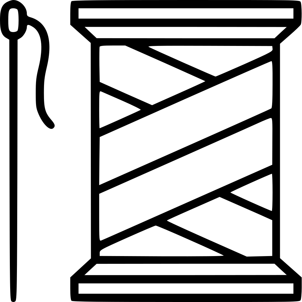 Needle And Thread - Line Art (981x980), Png Download