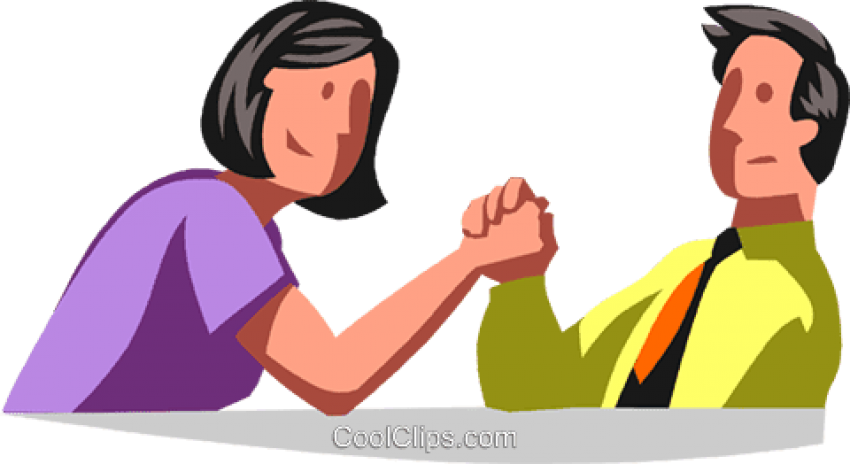 Man And Woman Arm Wrestling - Arm Wrestling Man Vs Woman Clipart (480x262), Png Download