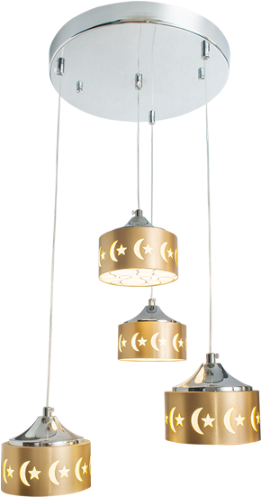 H504 Star & Crescent Gold - Pendant Light (600x600), Png Download