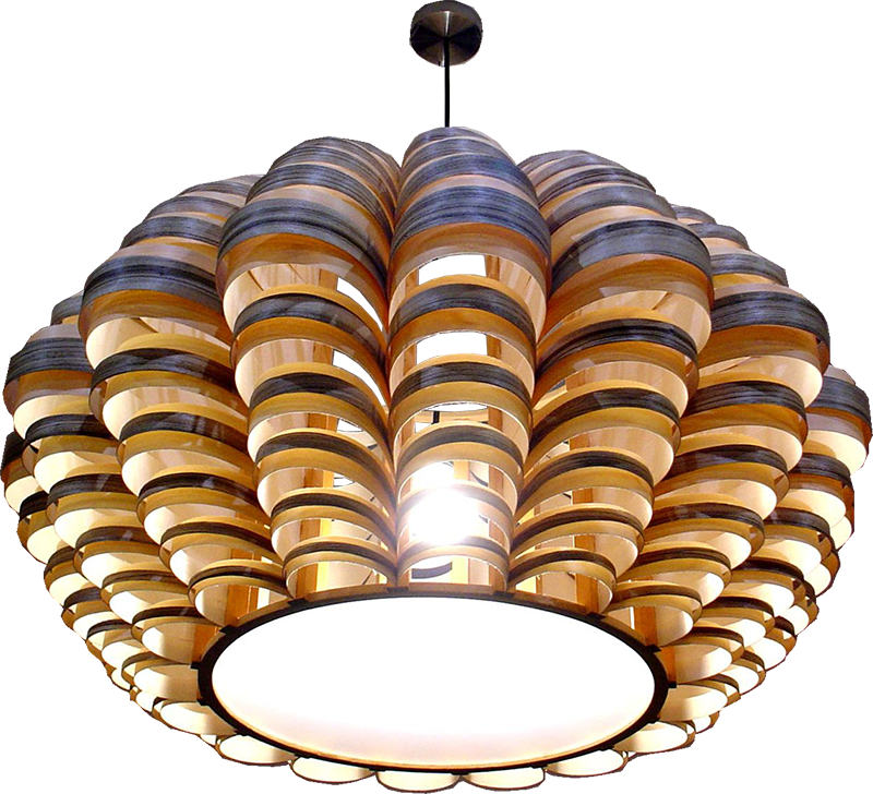 Grote Glow Hanglamp In 2 Houtsoorten, Esdoorn En Zebrano - Big Ceiling Wood Lamp (800x728), Png Download