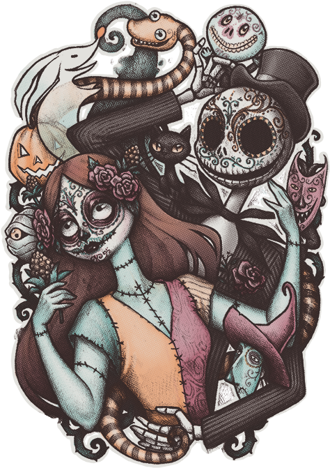 Royalty Free Download Jack And Tattoos Tumblr - Sugar Skull Nightmare Before Christmas (500x724), Png Download