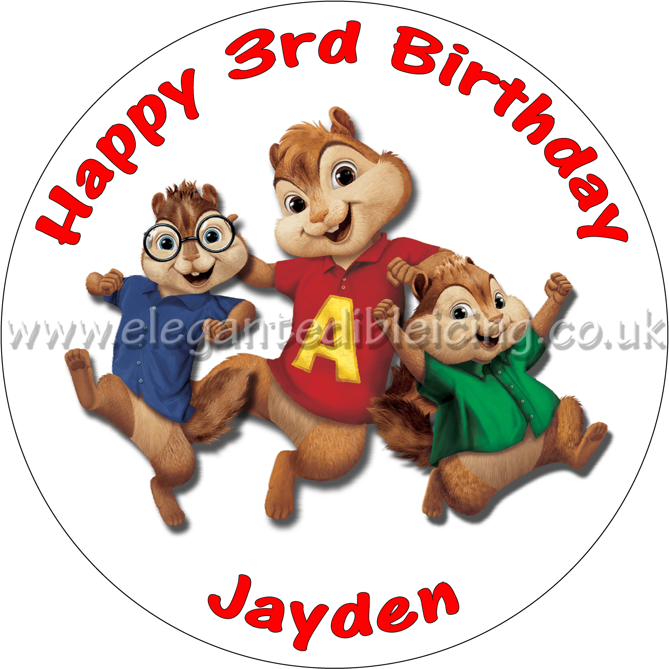 Alvin And The Chipmunks Cake Topper Personalised Edible - Alvin And The Chipmunks Png (2250x2250), Png Download