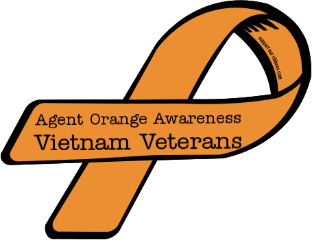 Agent Orange Awareness / Vietnam Veterans - Type 1 Diabetes Ribbon (455x350), Png Download
