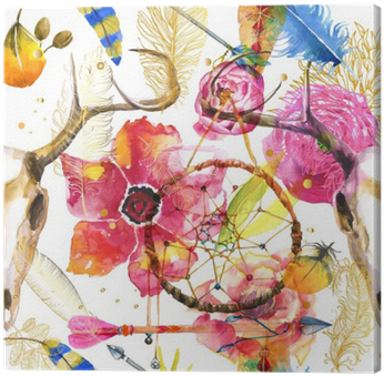 Seamless Pattern In Boho Style Canvas Print • Pixers® - Color Crush- Fuchsia A5 Personal Planner Kit (400x400), Png Download