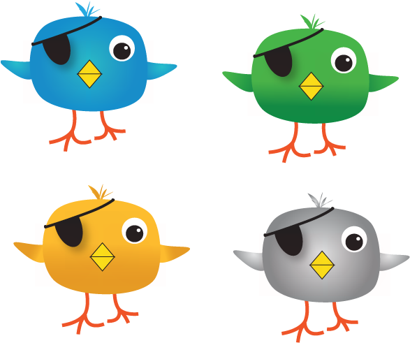 These Pirate Twiiter Bird With Full Eye - Pirate (590x500), Png Download