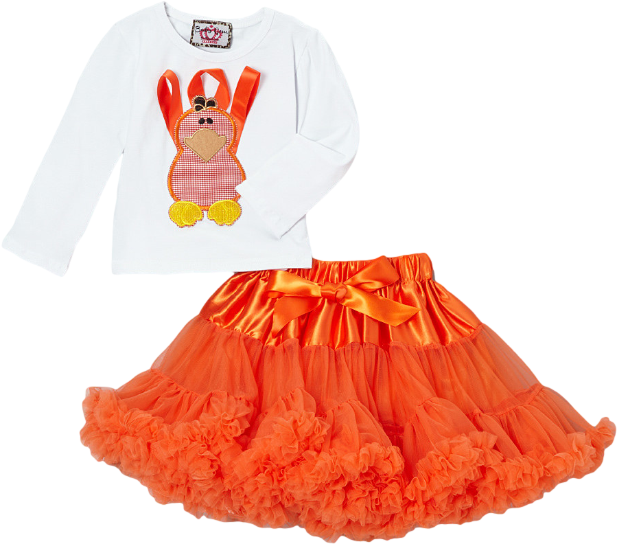 Orange Ribbon Turkey Top & Pettiskirt Set - Orange Ribbon (1000x1201), Png Download