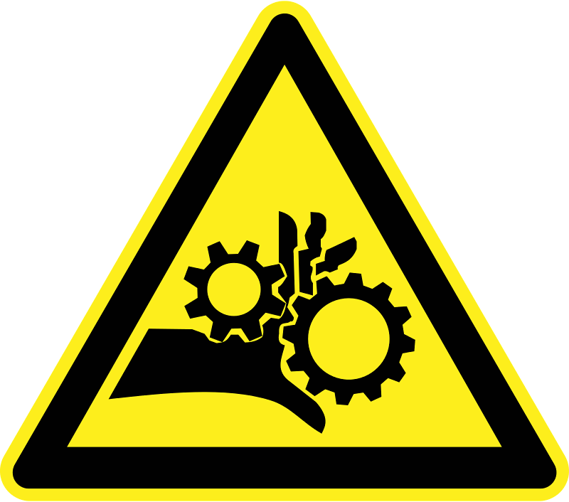 Hand In Gears Warning (800x706), Png Download