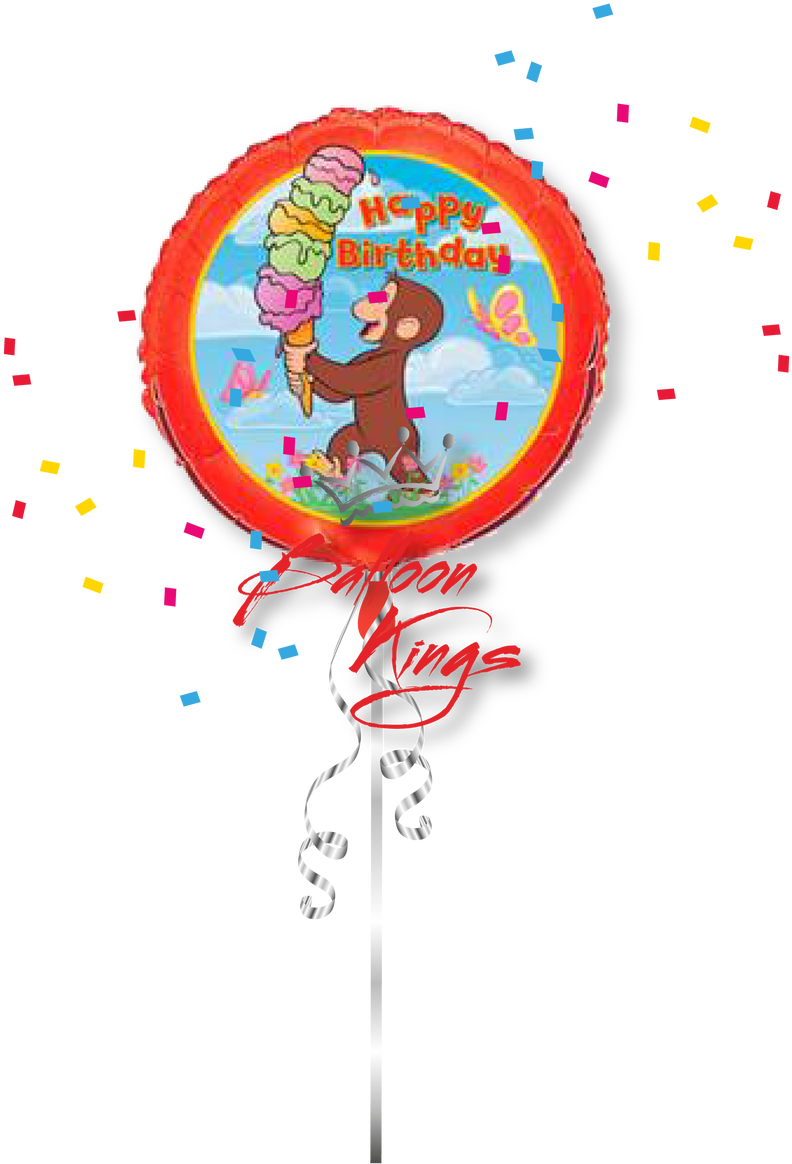 Curious George Ice Cream - Curious George Birthday Balloons, 18" (1063x1280), Png Download