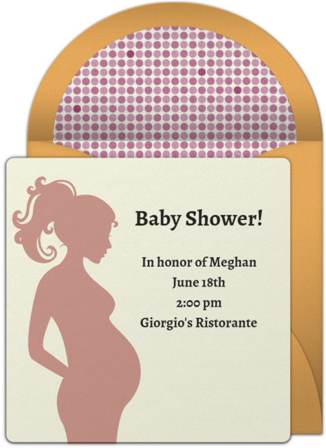 Pregnant Silhouette Online Invitation - Baby Shower (650x650), Png Download