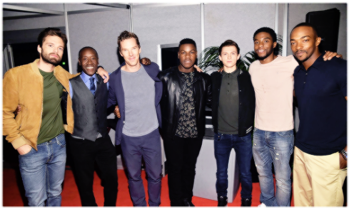 Chadwick Boseman And Tom Holland (500x389), Png Download