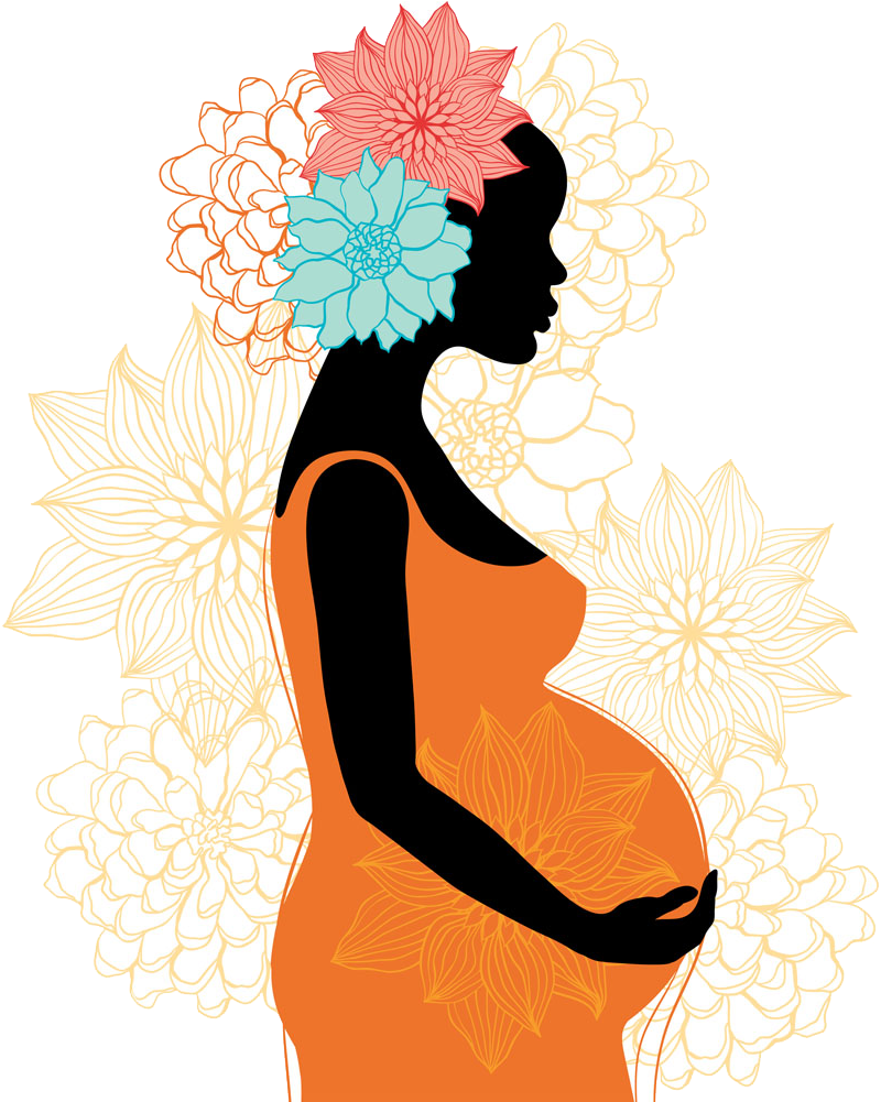 Pregnancy Silhouette Woman Clip Art - Pregnant Black Woman Illustration (1000x1000), Png Download