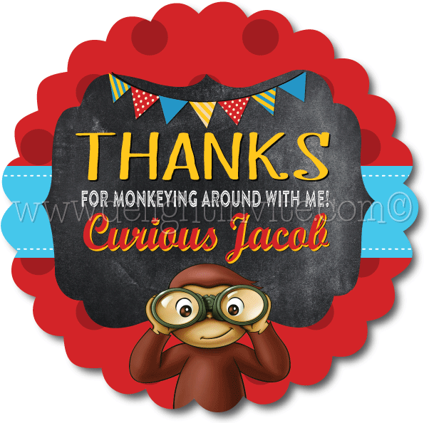 Curious George Party Favor Tags - Curious George (612x612), Png Download
