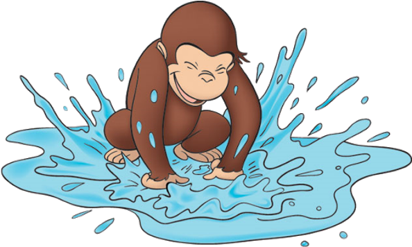 Royalty Free Download Cartoon Images Party Pinterest - Curious George In The Water (600x400), Png Download