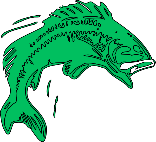 This Free Clipart Png Design Of Bass Fish Green (600x546), Png Download