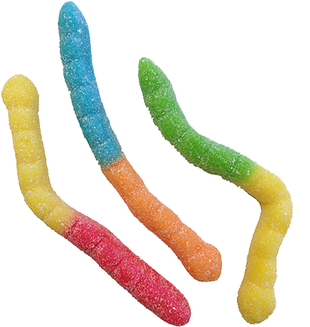 Large Sour Neon Gummi Worms - Bag (500x500), Png Download