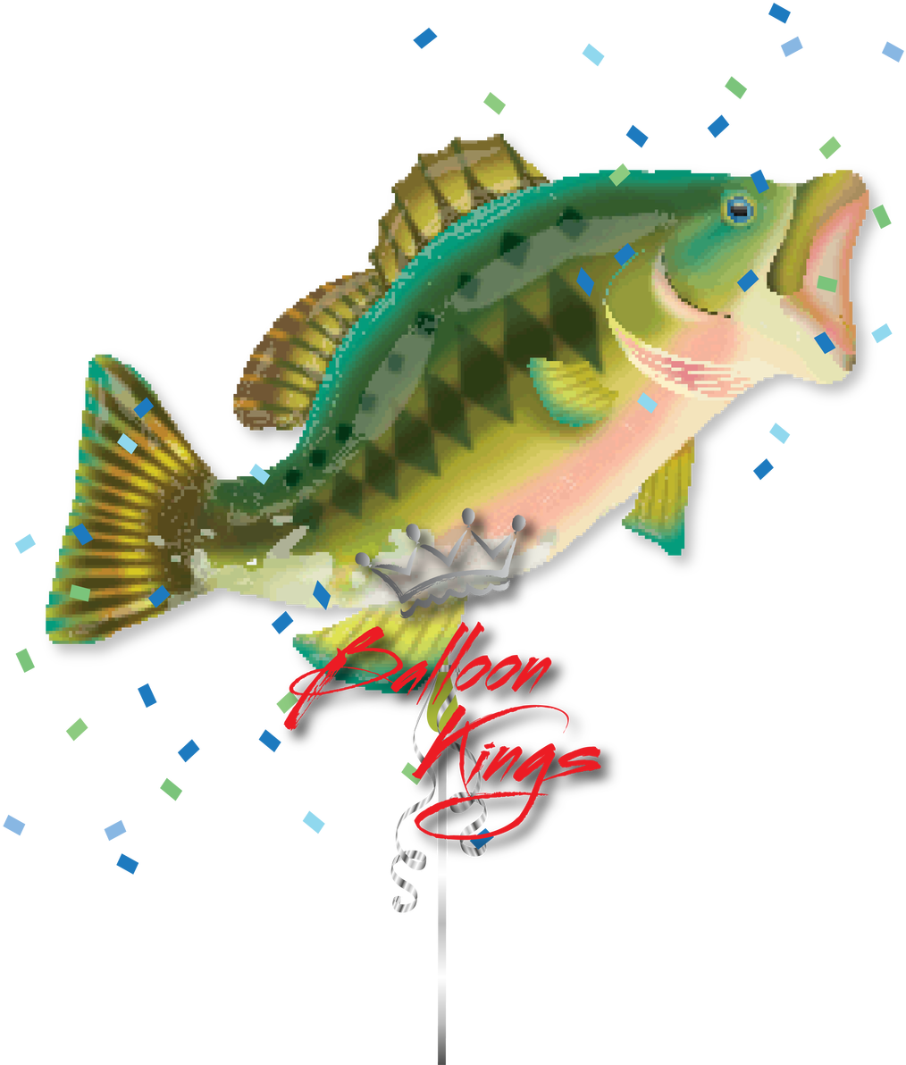 Bass Fish - 36" Supershape Bass Balloon - Mylar Balloons Foil (1280x1280), Png Download