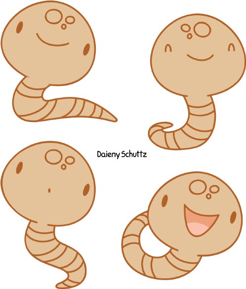 Earthworm By Daieny On Deviantart - Earthworm Chibi (558x650), Png Download