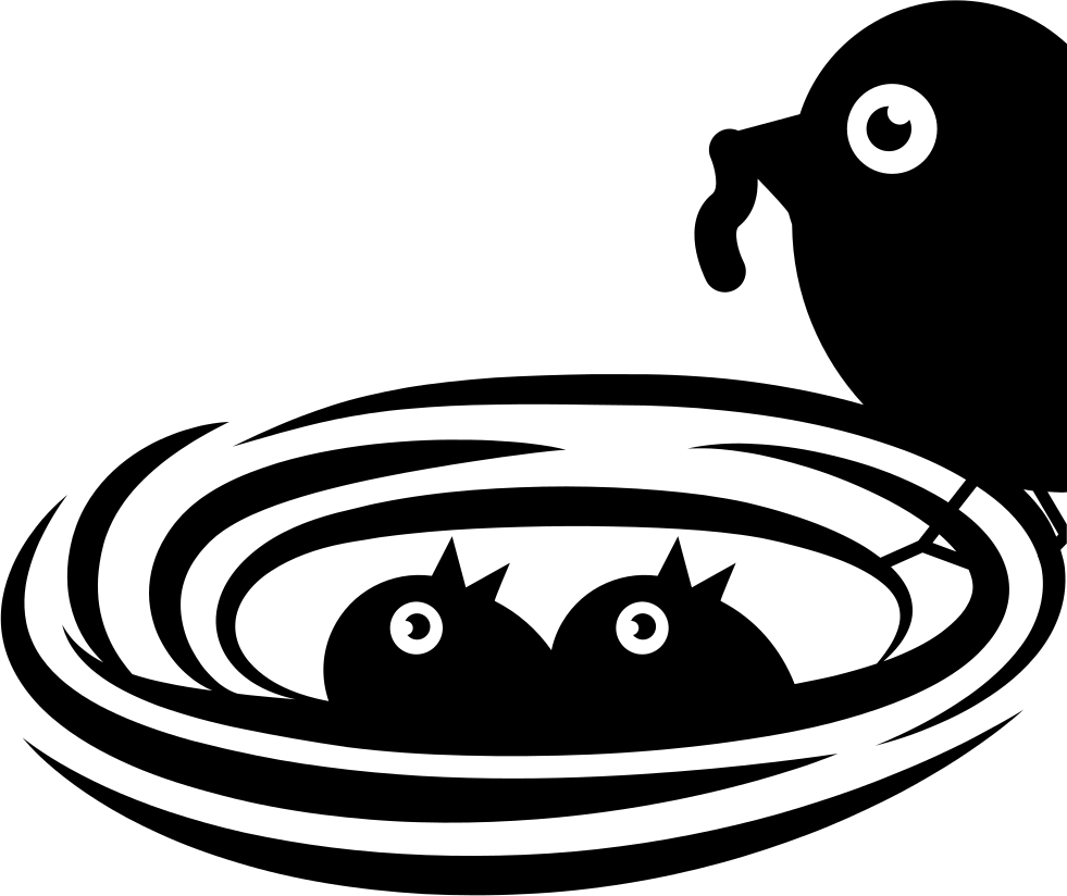 Newborn Birds In Nest Being Nourished By Mother Bird - Birds Nest Icon (981x824), Png Download