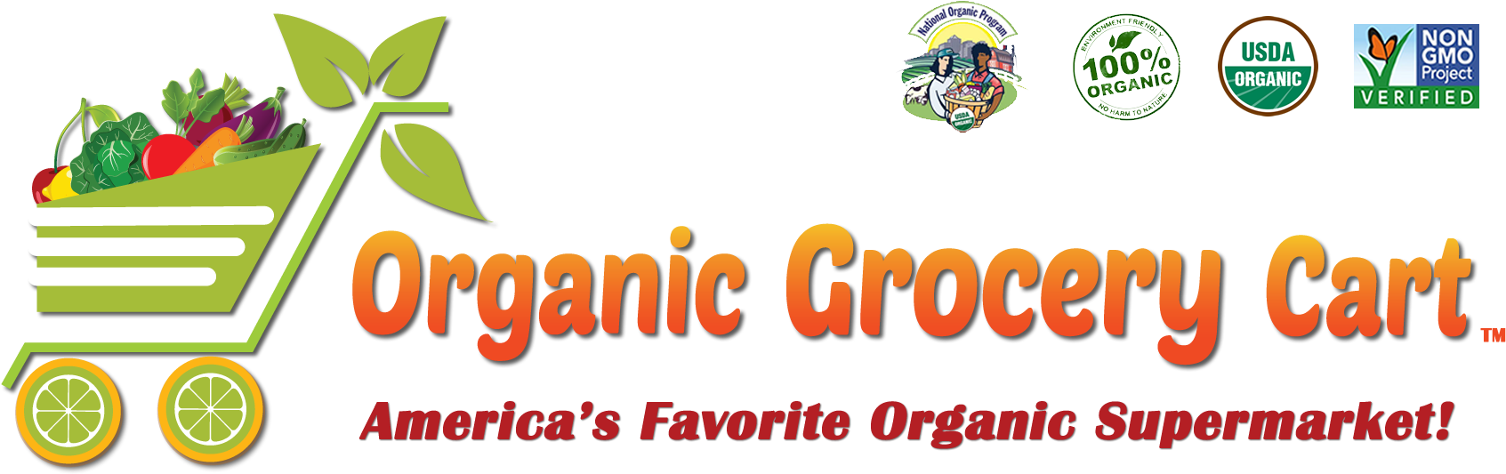 Organic Grocery Cart - Organic Food (1751x555), Png Download
