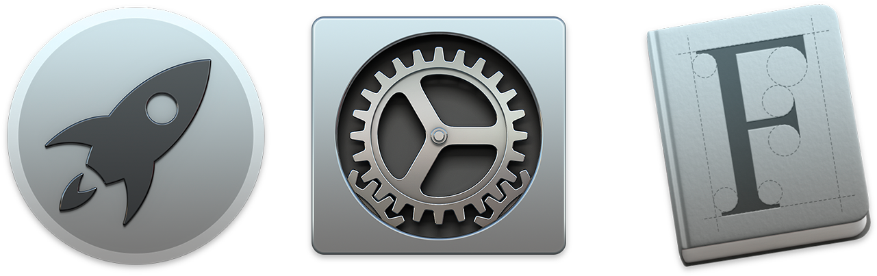 Launchpad, System Preferences, And Font Book Demonstrate - System Preferences Mac Icon (1280x428), Png Download
