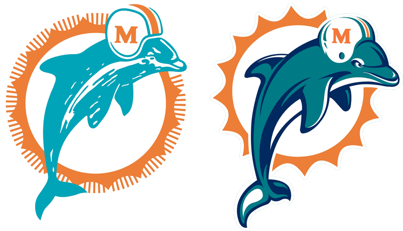 Past And Present Dolphins Logos Featured On List Of - Miami Dolphins Logo (800x458), Png Download
