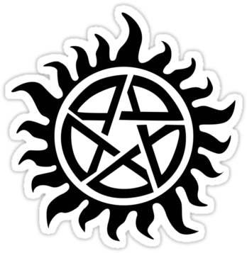Supernatural Demon Possession Protection [black] Sticker - Supernatural No Timebo Mala (375x360), Png Download