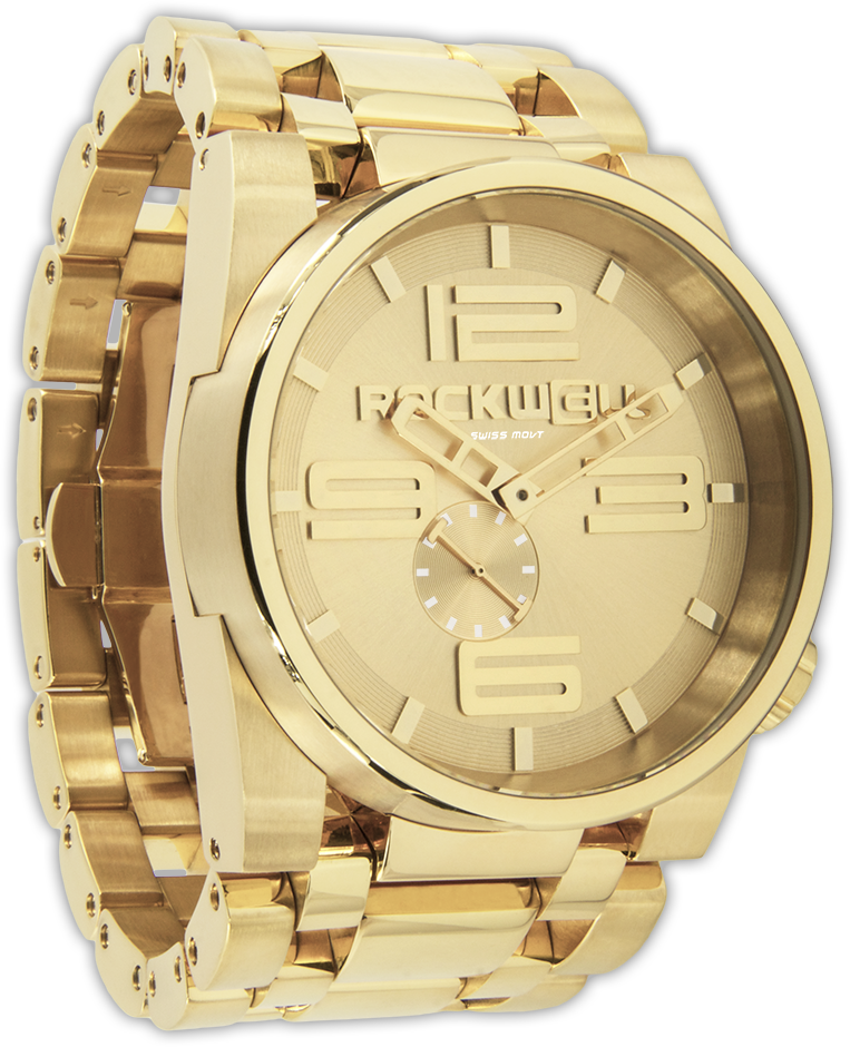 Rockwell Watches Online - Mens Large Face Gold Watch (763x940), Png Download