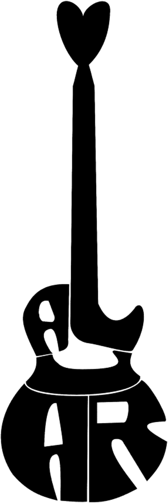 Black Colored Heart Head Guitar Tattoo - Guitarra Desenho Sem Fundo (500x1000), Png Download