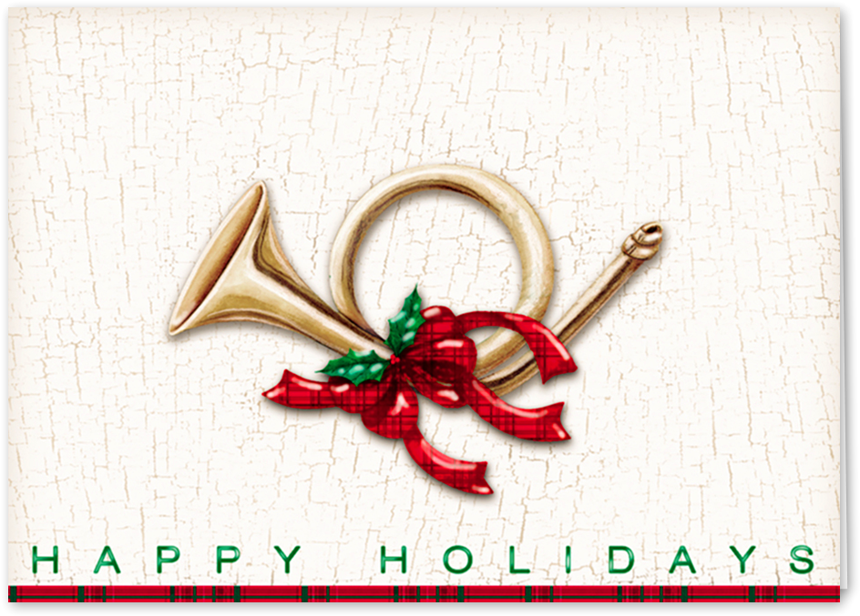 Picture Of Holiday French Horn Greeting Card - Christmas (1200x1200), Png Download
