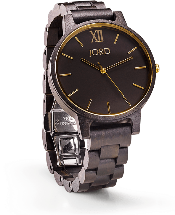 Frankie Ebony & Gold - Minimalist Wood Watch (590x750), Png Download