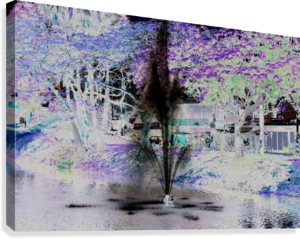 Fountain In Tree Lined Moat - Birch (429x342), Png Download