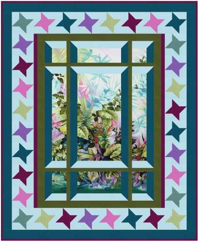 Modern Window 2 With Star Border By Barb Sackel - Keepsakequilting Paradise Island Quilt Kit (500x500), Png Download