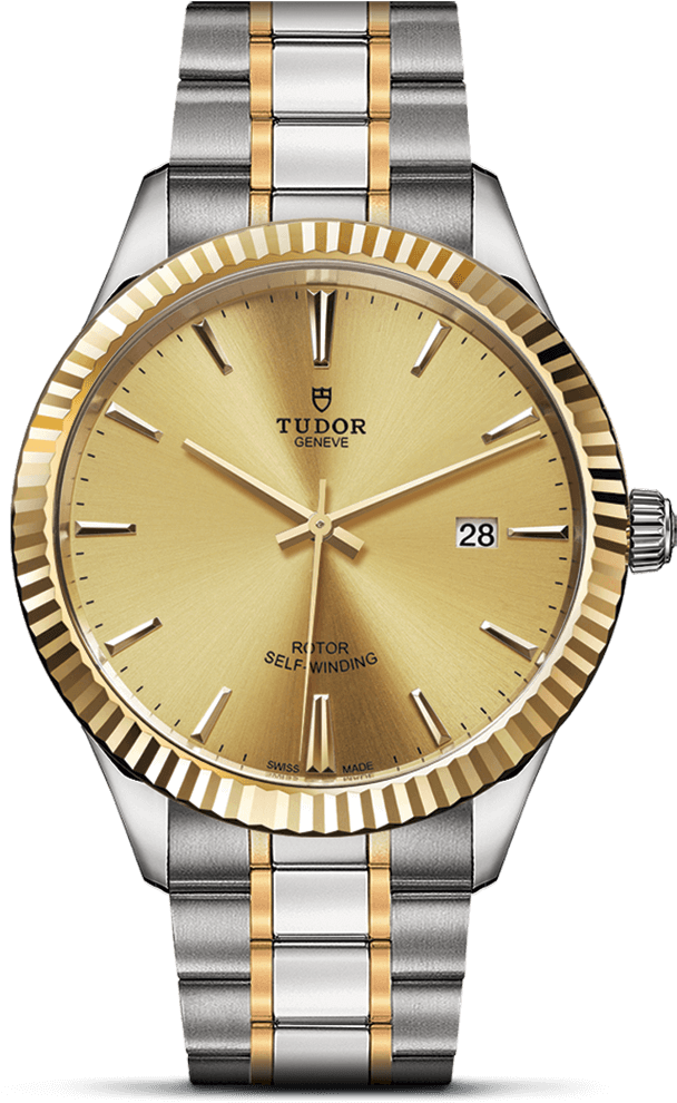 41 Mm Steel Case - Tudor Steel And Yellow Gold Black Dial (900x1200), Png Download